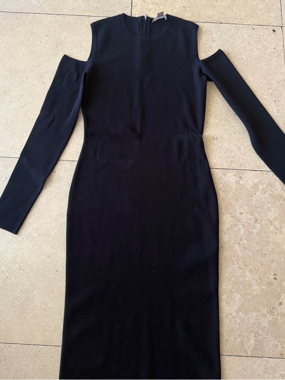 Michael Kors Collection Black Cold-Shoulder Midi Sheath Dress